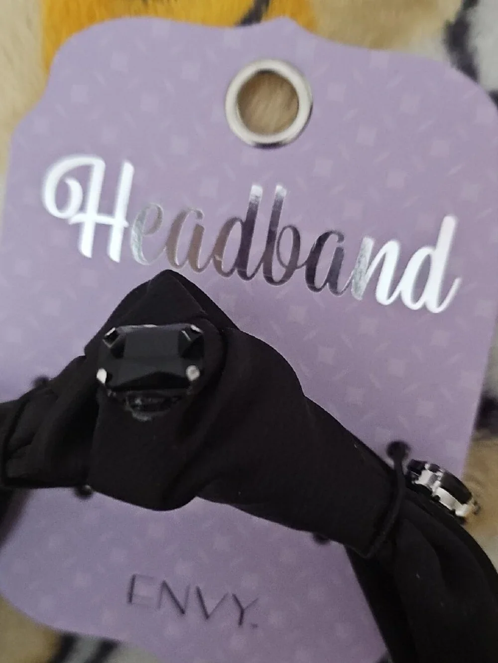 envy Black Knotted Headband with Black Faceted Jewels